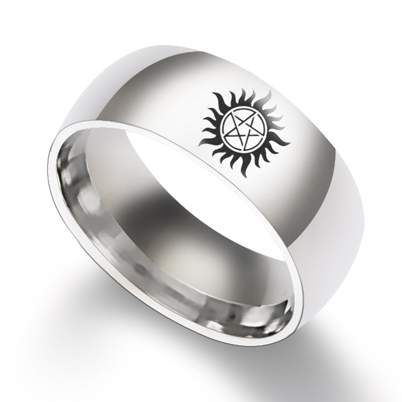 Nhẫn Thép Titan Không Gỉ Mặt Trời Thời Trang Hip Hop Cổ Điển Dành Cho Nam