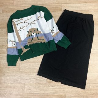 Combo Sét áo len xanh kèm chân váy