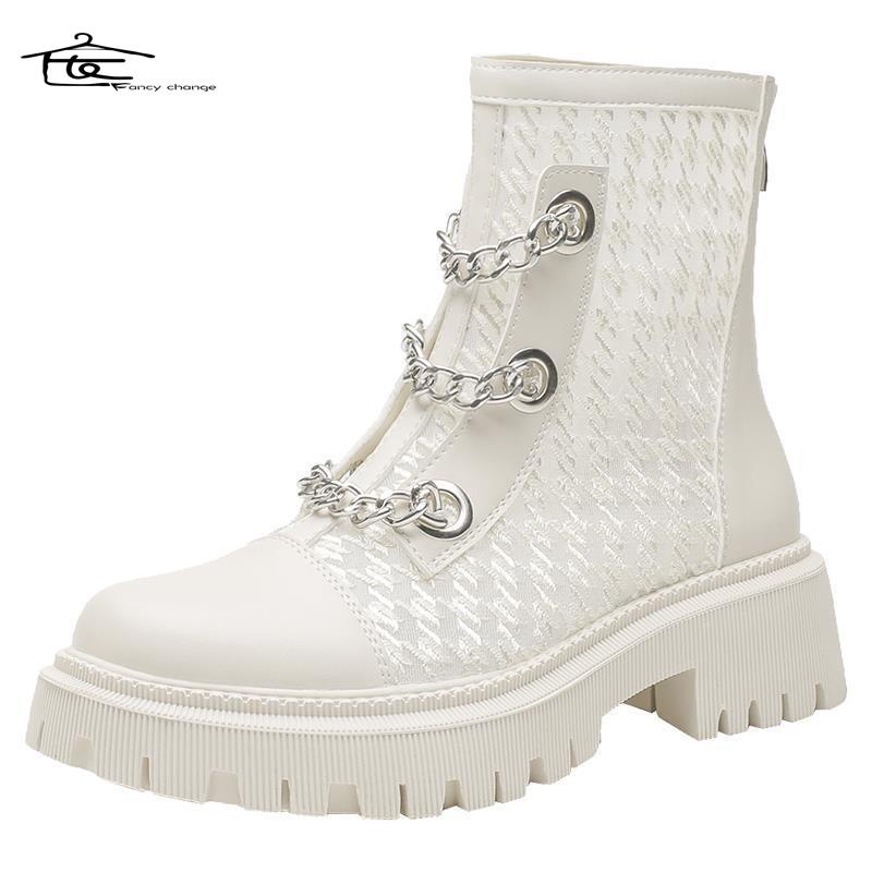 Giày Bốt Martin Da Mềm Mỏng Phối Lưới Thoáng Khí Thời Trang Mùa Hè Cho Nữ 2022