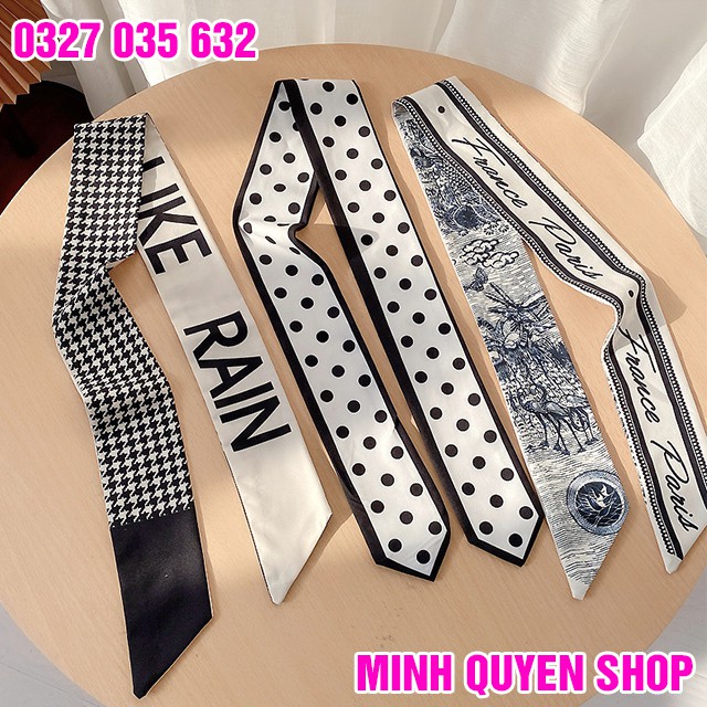 Khăn Headband Bandana Lụa Cột Tóc , Đeo Tay , Choàng Cổ , Quấn Túi Xách 100x8 cm Thời Trang Hàn Quốc