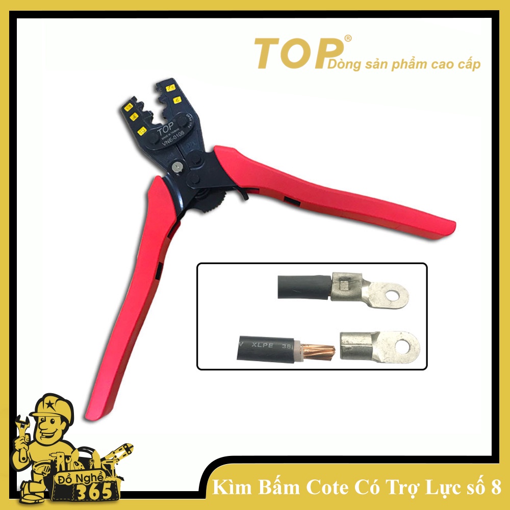 Kìm bấm đầu cote nhanh trợ lực số 08 TOP (1.5 - 10mm2) TOP( kìm bấm cos)