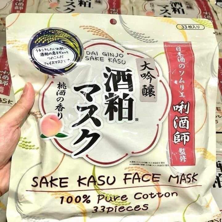 Mặt Nạ Bã Rượu Sake Nhật Bản – “SAKE KASU FACE PACK” Ủ Trắng Cực Tốt 33 Miếng
