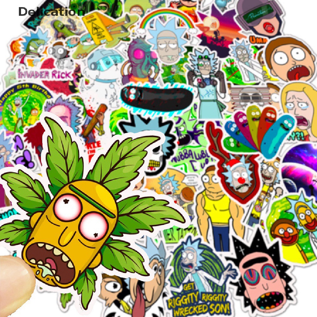 Bộ 50 Miếng Dán Hoạt Hình rick &amp; Morty Trang Trí Vali Ván Trượt Hành Lý Du Lịch Sản Phẩm tốt