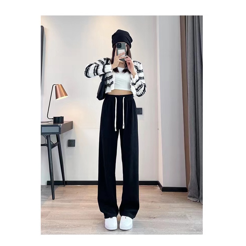 Quần ống rộng Dáng Suông Phối Dây Rút Thời Trang Mùa Thu Cho Nữ