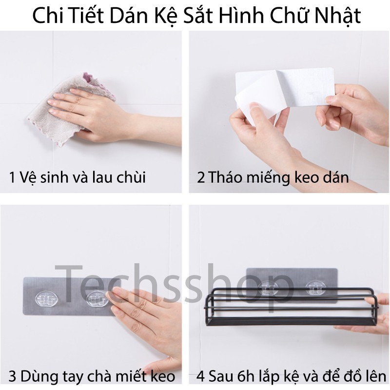 Kệ Nhà Tắm Để Đồ Bằng Kim Loại Hình Chữ Nhật Dán Tường Tiện Lợi Vừa Để Các Vật Dụng Trong Nhà Bếp