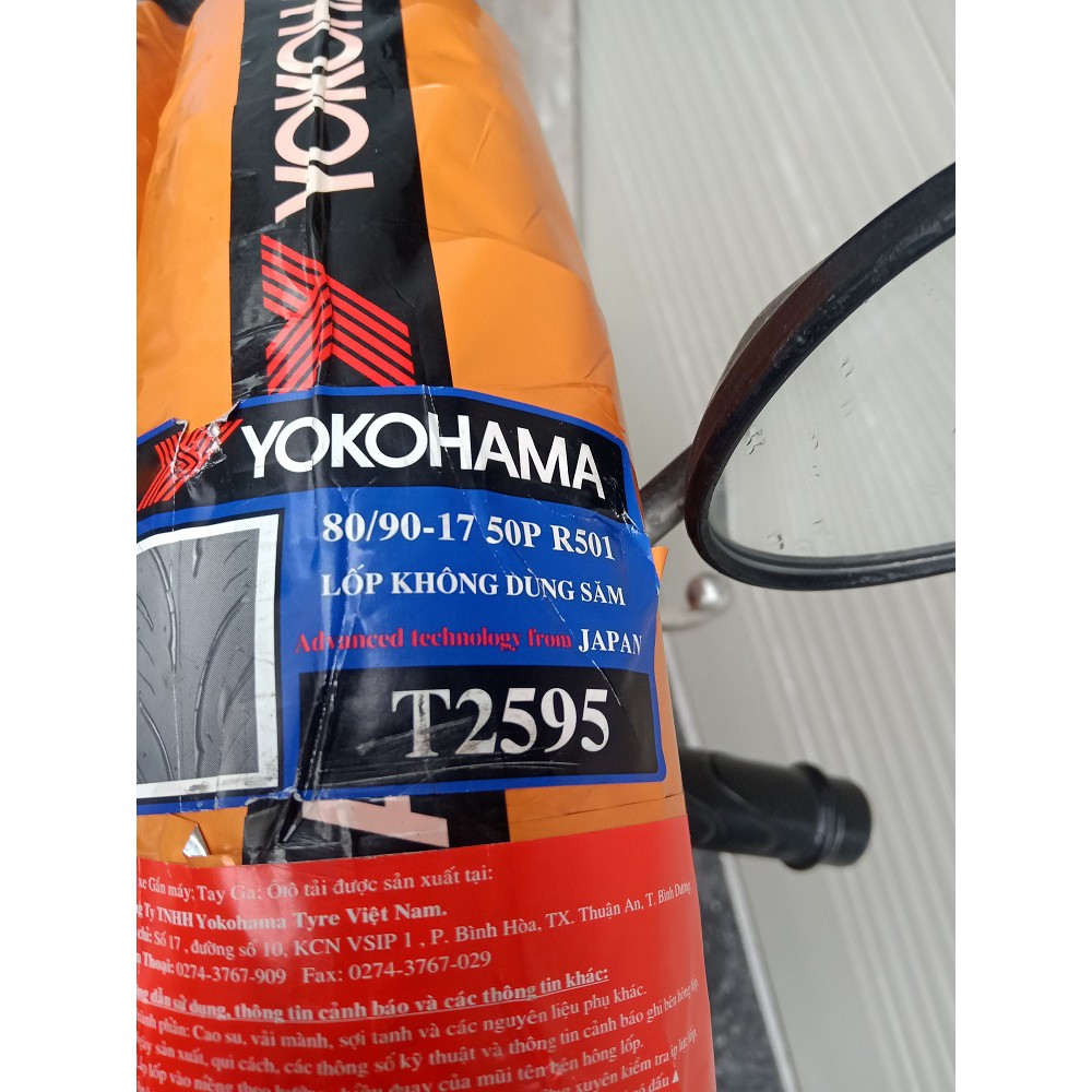 Lốp xe máy YOKOHAMA 80/90-17 không dùng săm