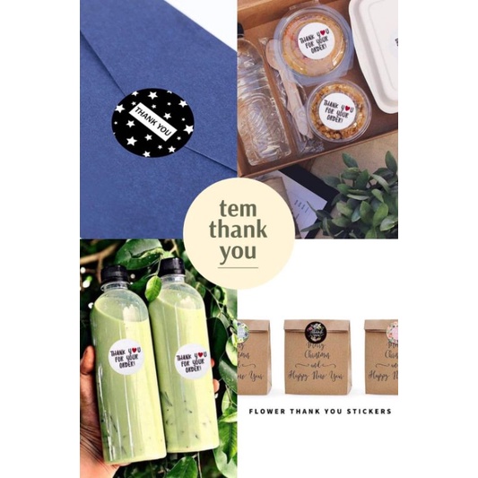 10 Tem Thank you nhỏ đường kính 2.5 cm hoạ tiết ngẫu nhiên