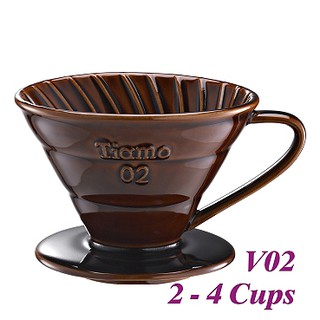 Phễu cà phê bằng sứ cafe de tiamo v60-02 porcelain coffee dripper – brown