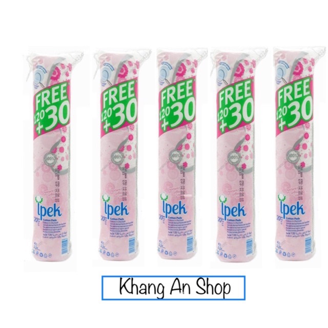 Combo 5 bông tẩy trang IPEK Cotton Pads 150 miếng (120+30)