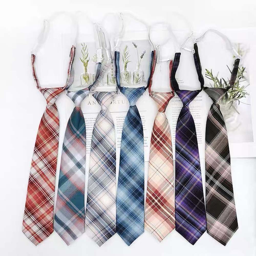 Cà vạt đồng phục thủy thủ họa tiết sọc caro cổ điển thanh lịch có thể tháo rời