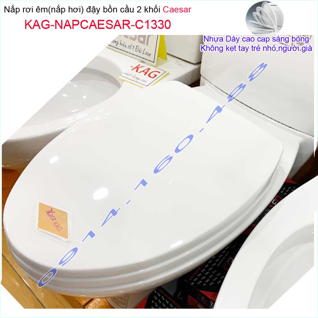 Nắp đậy bồn cầu Caesar C1330 trắng, nắp rơi êm bàn cầu 2 khối thân dài Linax C504-C702, Viglacer giá tốt chất lượng tốt