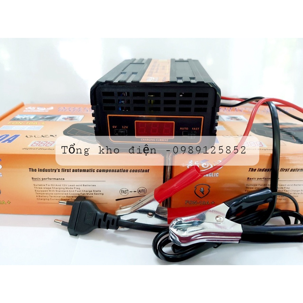 {SẴN KHO}Bộ sạc bình ắc quy tự động 6V/12Vcó màn hình LED hiển thị - FON-10A+