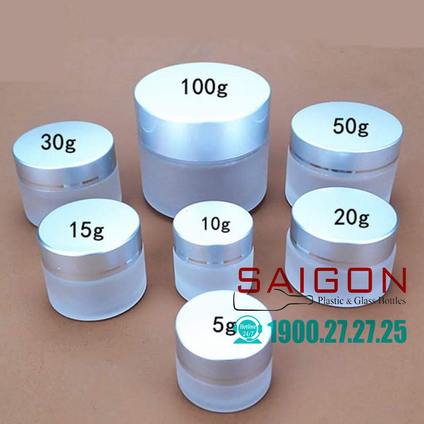 10 Hũ Thủy Tinh Mờ Đựng Kem Nắp Xi Bạc