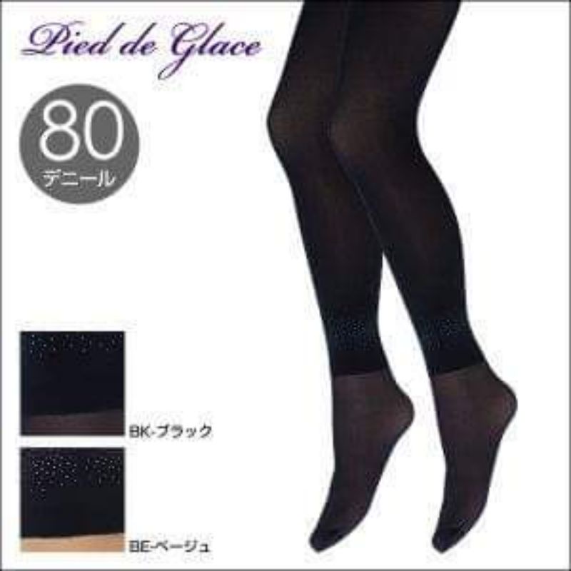 Quần tất giả legging điểm nhũ trên mắt cá chân Pied de Glace dày 80D của Nhật