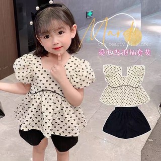 BG200 - BỘ ÁO CHẤM BI QUẦN ĐEN BÉ