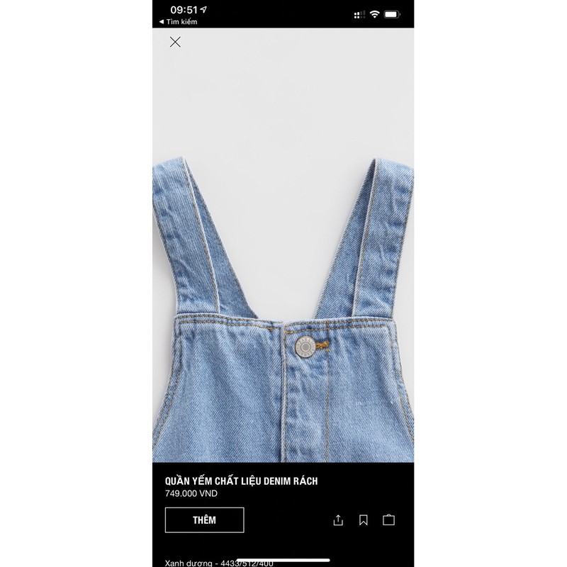 Yếm Zara denim rách bé trai bé gái