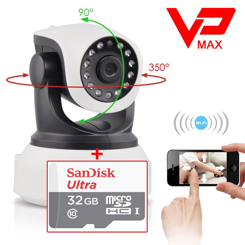 [Mã 2404EL10K giảm 10K đơn 20K] Camera Ip Wifi Starcam 2.1Mp full HD 1080p/ Thẻ nhớ Sandisk 32gb bh 7 năm chính hãng