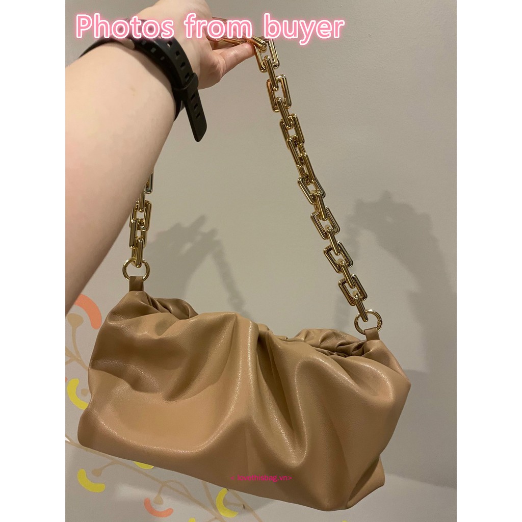 Túi Xách Đeo Vai / Kẹp Nách Chất Liệu Acrylic Mềm Mại Phối Dây Xích Xếp Ly Thời Trang Cho Nữ