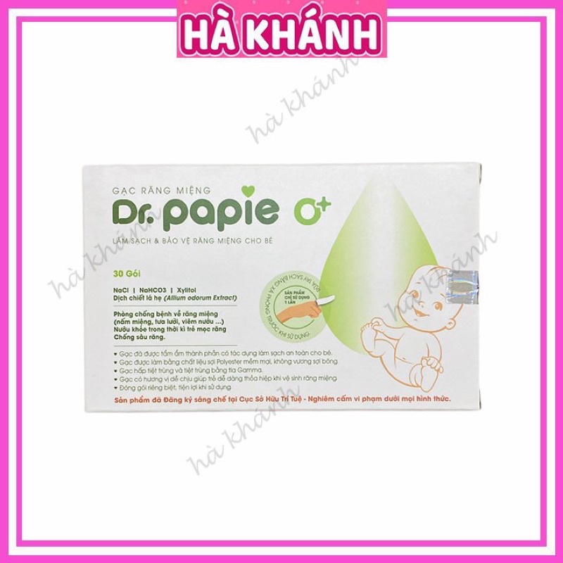 Gạc rơ lưỡi Dr Papie vệ sinh răng miệng / Rơ lưỡi Dr Papie cho bé (30 gói)