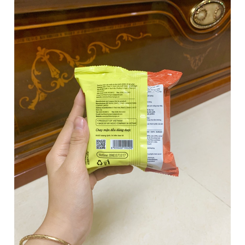 LaLiLa - 180g 2 Bánh pía CHAY gạo HUYẾT RỒNG yến mạch SẦU RIÊNG tươi, không có TRỨNG MUỐI, có VITAMIN NHÓM B lợi trí nhớ