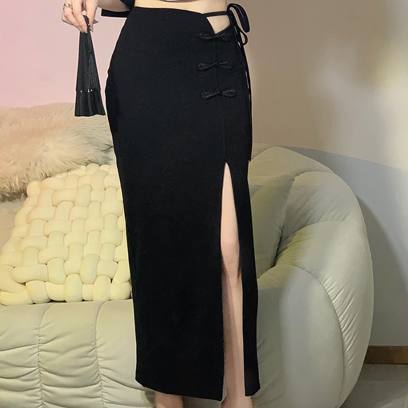 Chân Chân Váy Lưng Cao Xẻ Tà Thời Trang Đường Phố Cá Tính Cho Nữ