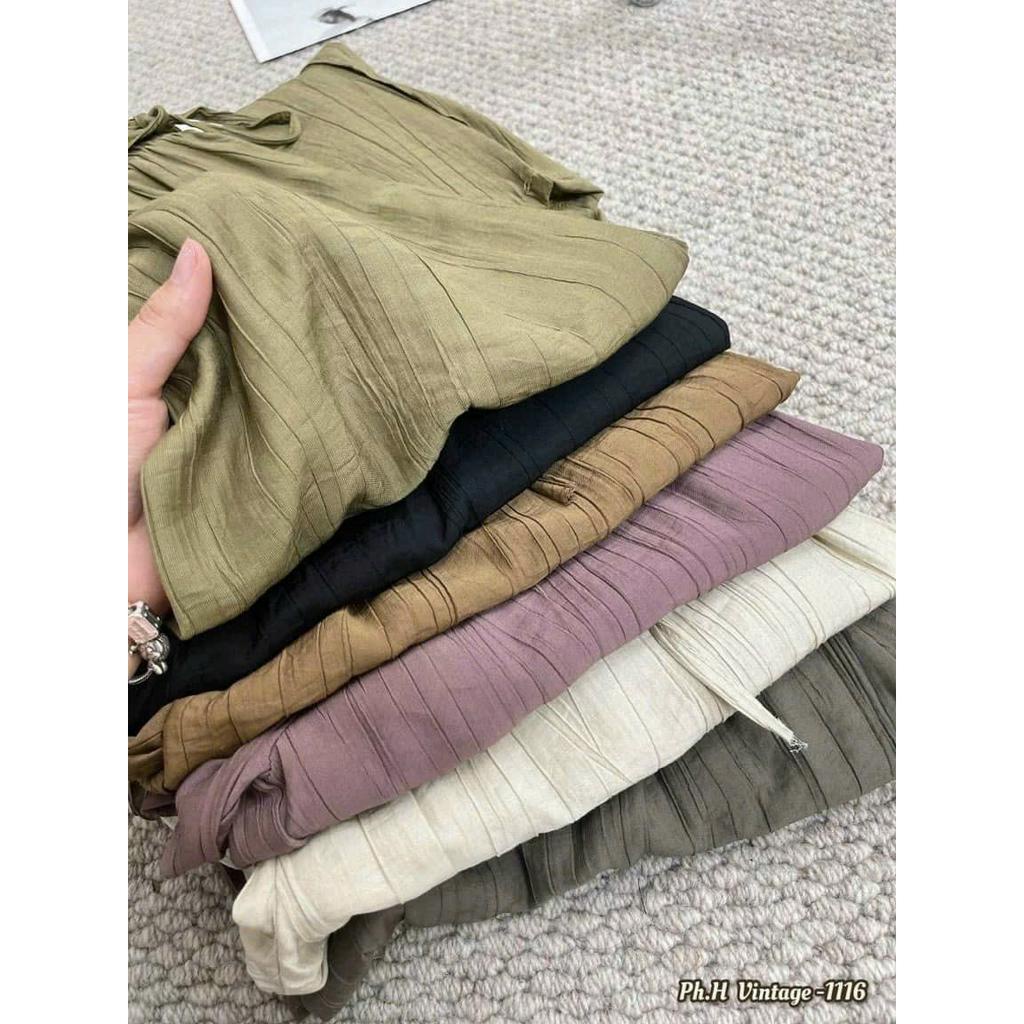Quần ống rộng nữ chất đũi mát hót hít cạp cao dây rút dễ điều chỉnh, quần đũi ống rộng dáng dài xuông trơn basic