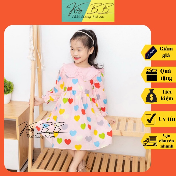 Váy Cho Bé Gái, Đầm Cho Bé Gái Hàn Quốc, Áo Trẻ Em Từ 1 Đến 10 Tuổi Kelly BB Shop Size 1-10y. KB14