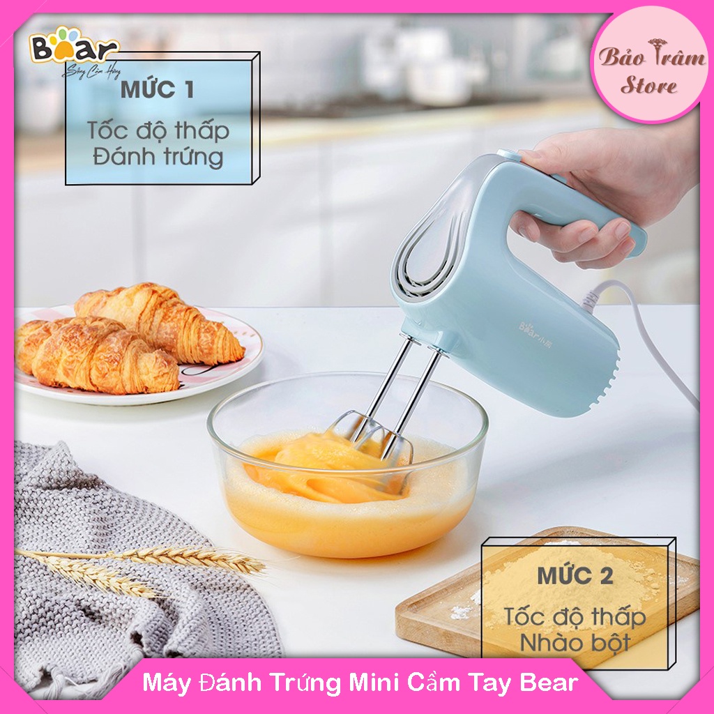 Máy đánh trứng Bear DDQ-B02P5, nhỏ gọn, đa năng, công suất 125W với 5 mức độ mạnh nhẹ, bảo hành 12 tháng