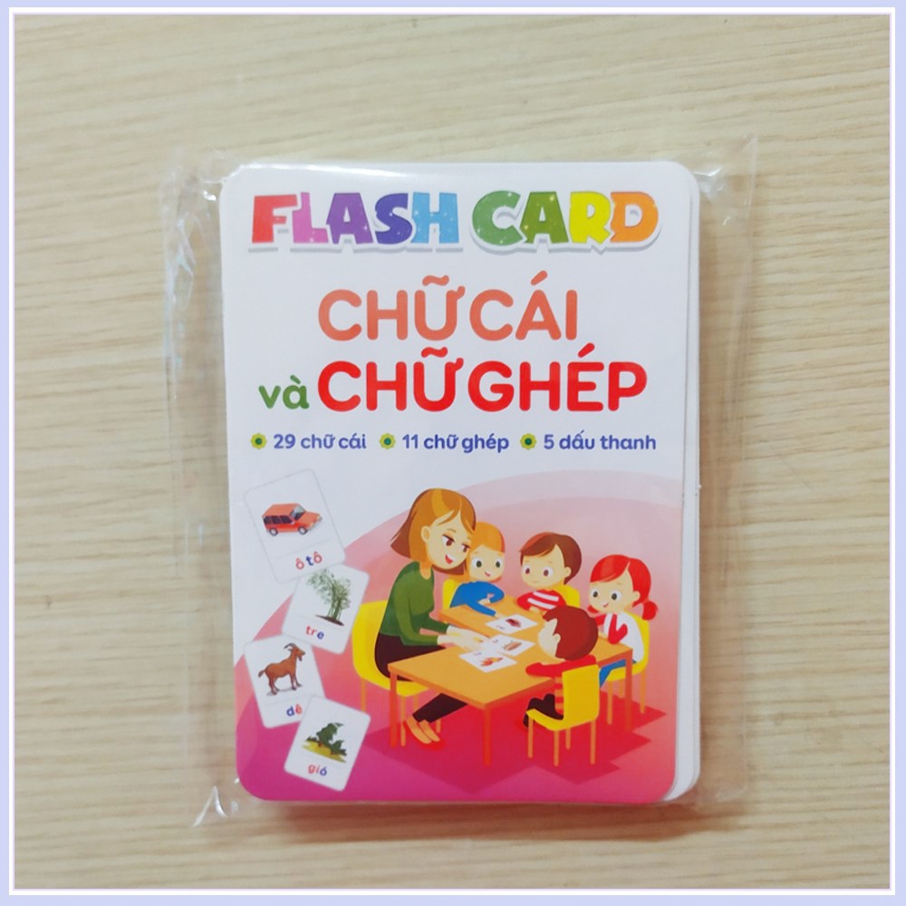 Bộ 42 thẻ học Flash Card chữ cái và chữ ghép cho bé