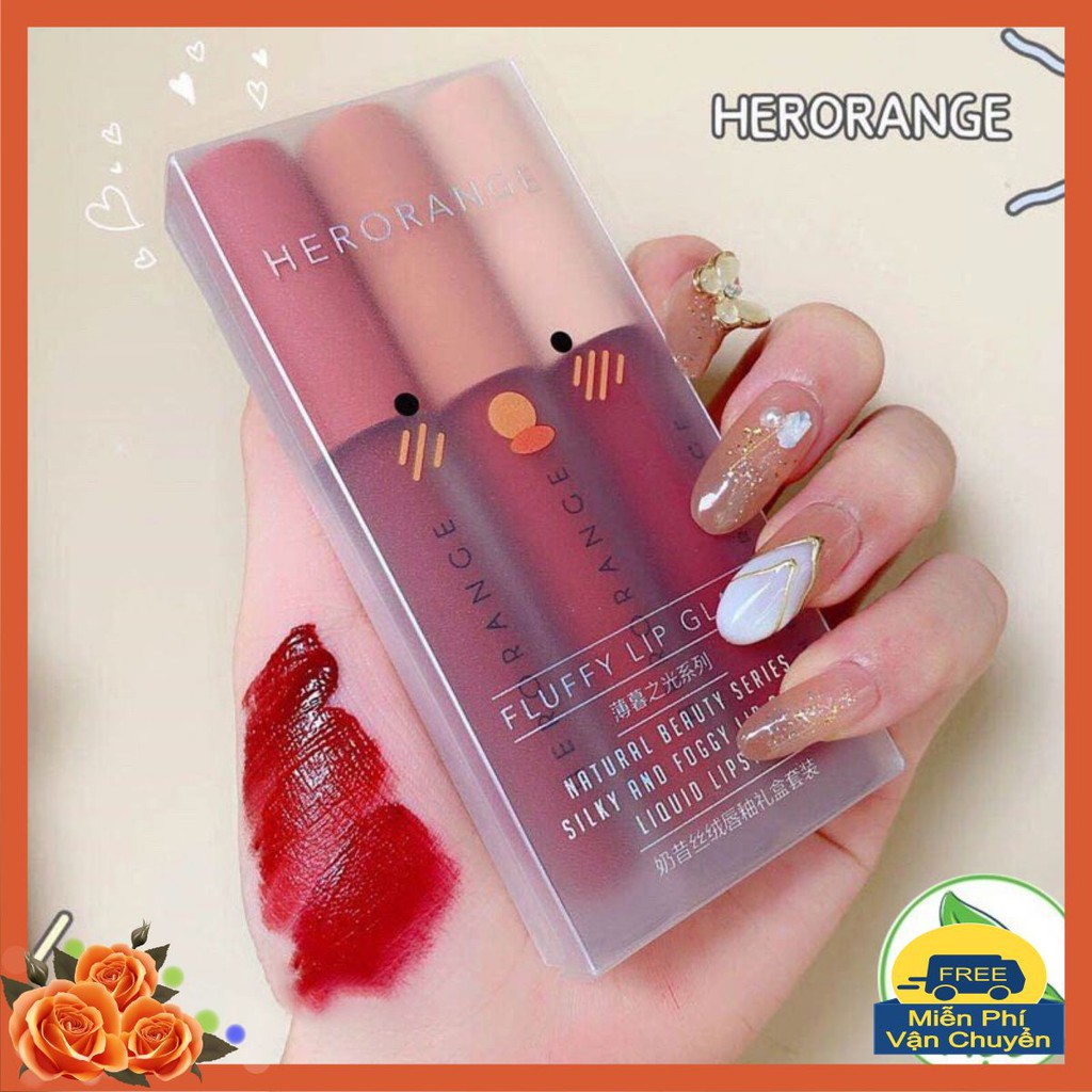 Set 3 Cây Son Kem Lì Herorange Fluffy Lip Glaze | BigBuy360 - bigbuy360.vn