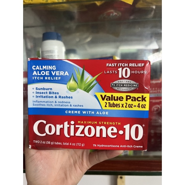 Set Kem Bôi Giảm Viêm Ngứa,Dị Ứng Da Cortizone 10 Maximum Strength 112g