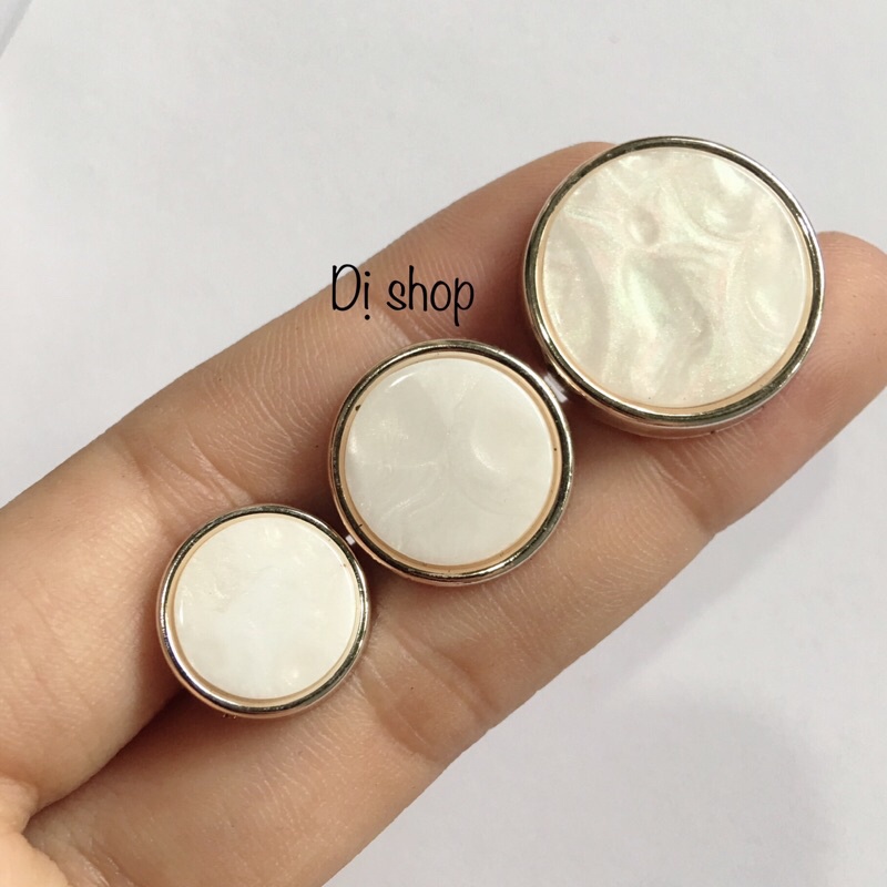 Set 5 NÚT TRÒN TRƠN MÀU KEM SIÊU SANG 3 size có chân khâu