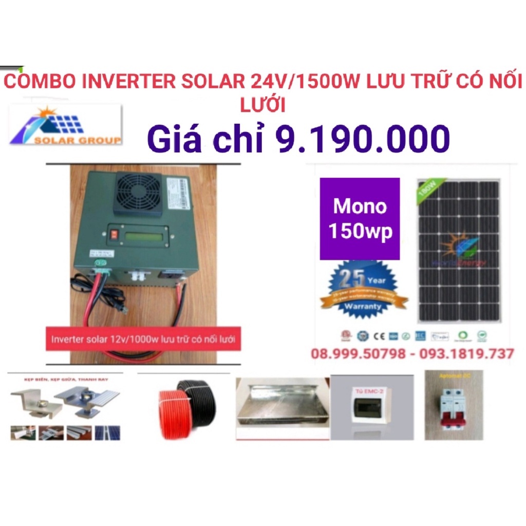 COMBO INVERTER SOLAR HIOKI 24V/1500W LƯU TRỮ ĐỘC LẬP (phiên bản có hổ trợ nối lưới)