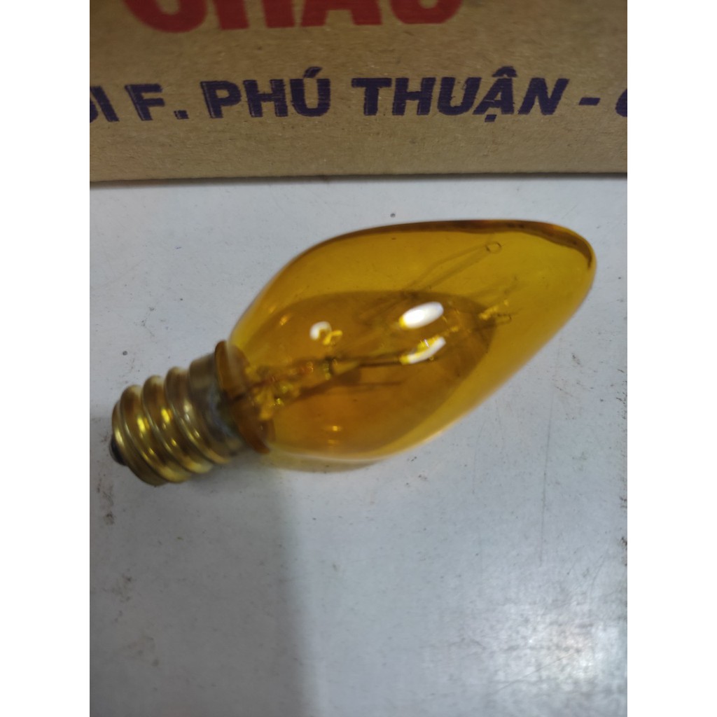 10 bóng quả nhót sợi đốt bóng đèn thờ đèn ngủ màu đỏ vàng đui E12 Vĩ Châu