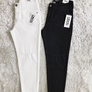 quần trắng đen rách baggy