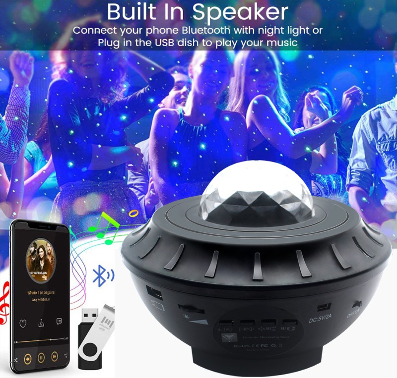 Đèn LED chiếu hình vì sao / sóng biển cho ban đêm lãng mạn đầy màu sắc