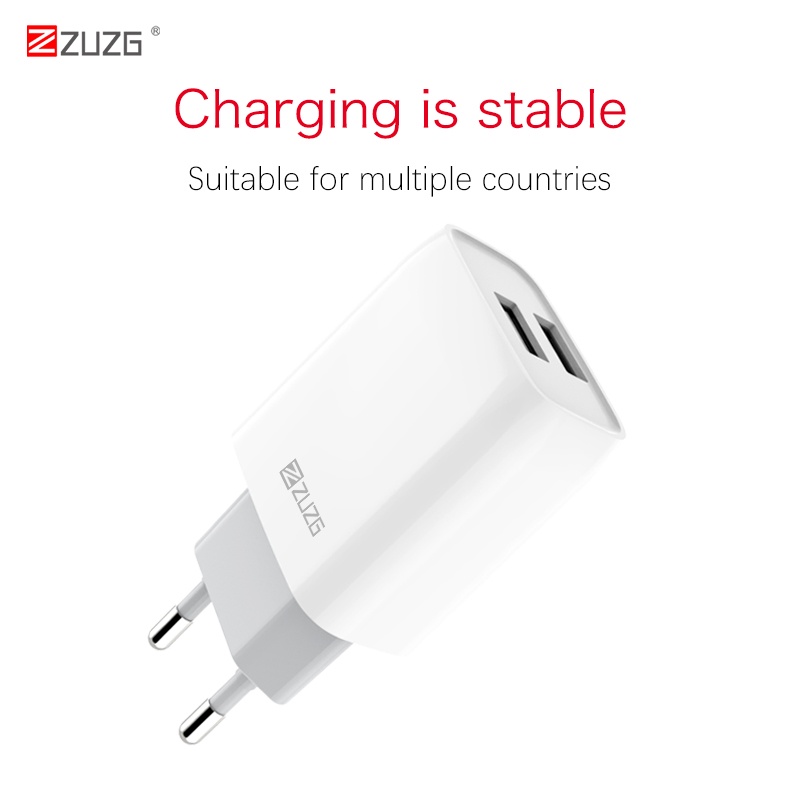 [Mã BMLT35] Củ sạc nhanh ZUZG cho iphone samsung oppo vivo xiaomi 2 cổng 2.4A 12w U37S - Hàng chính hãng