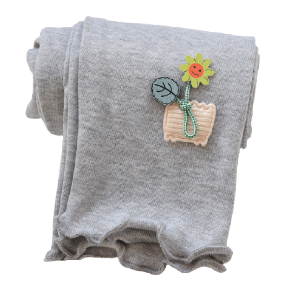 Quần legging cotton pha co giãn thoải mái đính hoa dễ thương thời trang cho bé gái