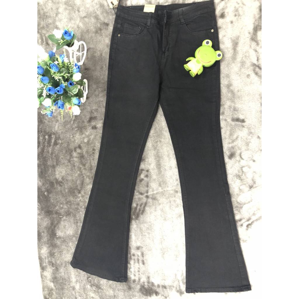 Quần Jean Nữ Lưng Cao 💕FREESHIP💕 Quần jean đen lưng cao 1 nút ống loe QD230 | BigBuy360 - bigbuy360.vn