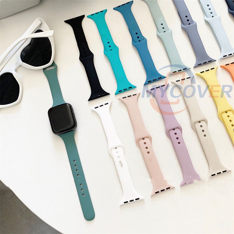 Dây Đeo Đồng Hồ Bằng Silicone Kích Thước 41mm 45mm 44mm 42mm 40mm 38mm Dành Cho Dòng Đồng Hồ Thông Minh Series 7 6 SE 5 4 3 2 1