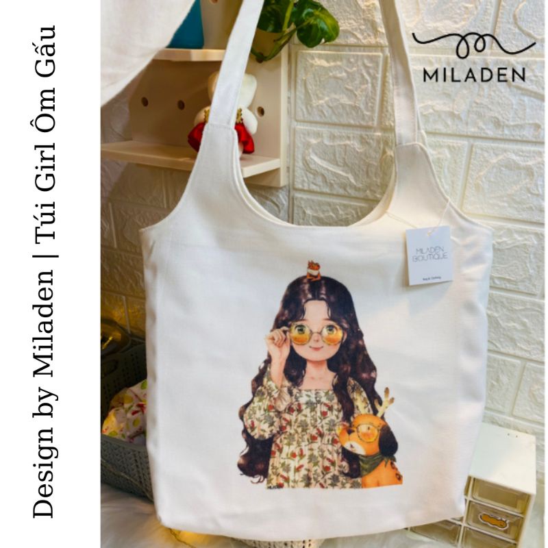 [Combo Stickers] Quà tặng Túi Tote, Túi Vải Canvas Cao Cấp và Phụ Kiện Xinh MILADEN.