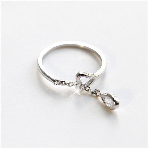 Nhẫn bạc mặt hình giọt nước thanh lịch thời trang cho nữ