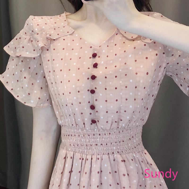 Đầm Voan Ngắn Tay Kiểu Dáng Xinh Xắn Thời Trang Cho Nữ