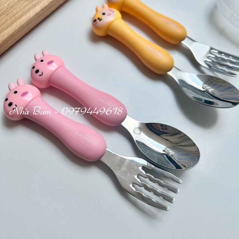 Set thìa nĩa con thú mới xinh xinh cho bé ăn dặm - Nhà bum lienlebc - thìa dĩa ăn dặm