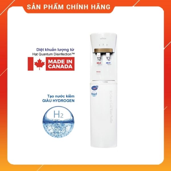 Máy lọc nước uống nóng lạnh Watek: WT-HP640-H2-QD, tạo nước uống tinh khiết bằng lõi lọc lượng tử và nước kiềm Hydrogen
