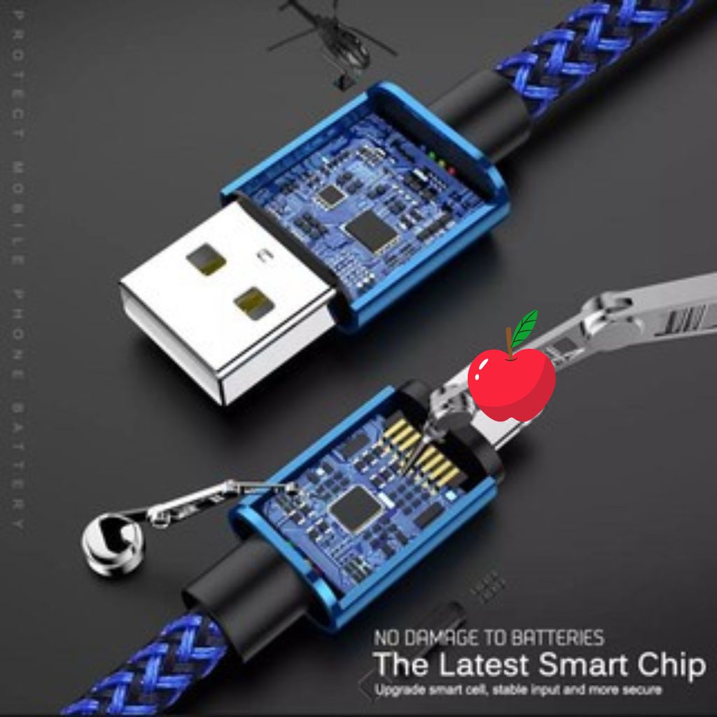 Dây cáp sạc ip,Cáp sạc thiết kế dây bện dù dài 1 mét và 3 mét cho ĐT 6 6s 7 8 plus x xr xs max