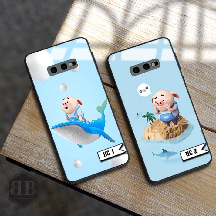 Ốp lưng kính cường lực Samsung Galaxy S10E ( S10 E ) heo con trong sáng