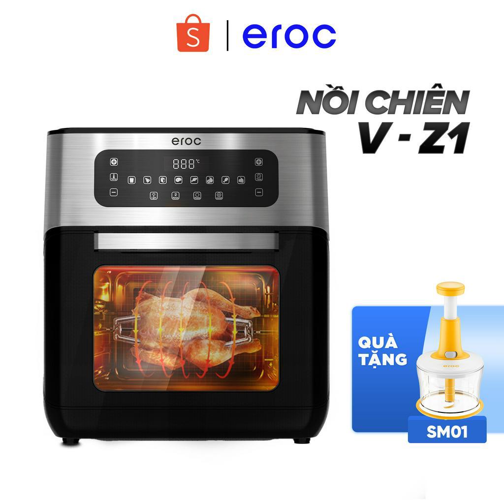 Nồi Chiên Không Dầu Kèm Chức Năng Nướng 10 Lít, Nút Bấm Cảm Ứng, Cửa Tháo Rời, Full Phụ Kiện Eroc V-Z1 Bảo Hành 12 Tháng