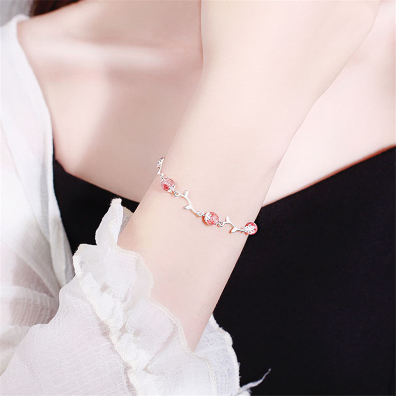 Vòng Đeo Tay Đính Đá Mặt Trăng Kiểu Hàn Quốc Xinh Xắn Cho Nữ