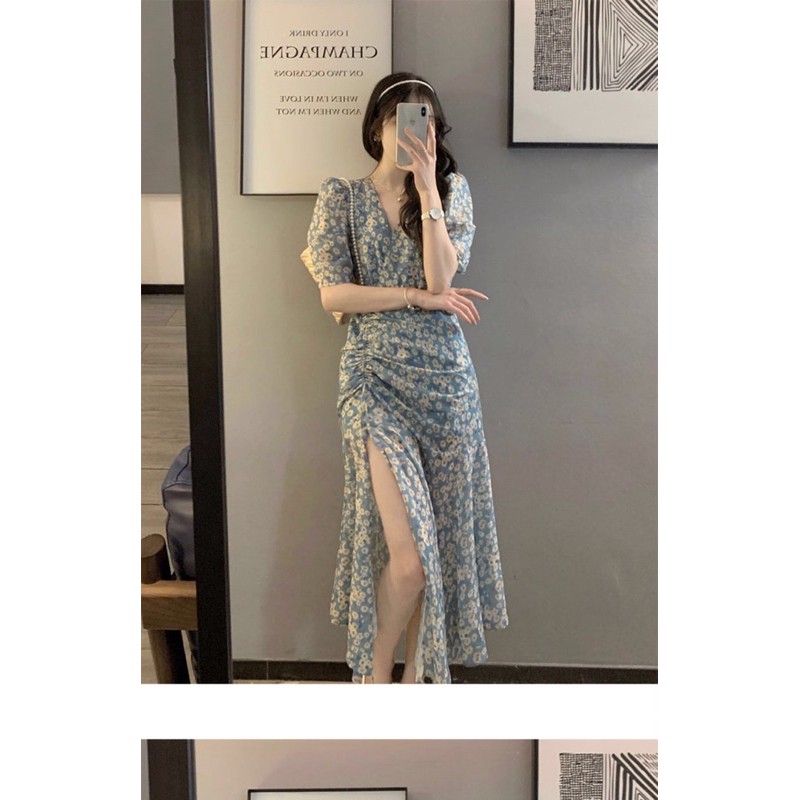 ORDER TAOBAO🍓[CỰC RẺ]🔥 ĐẦM HOA NHÍ NHÚNG XẺ TÀ THIẾT KẾ TABAO ẢNH THẬT M